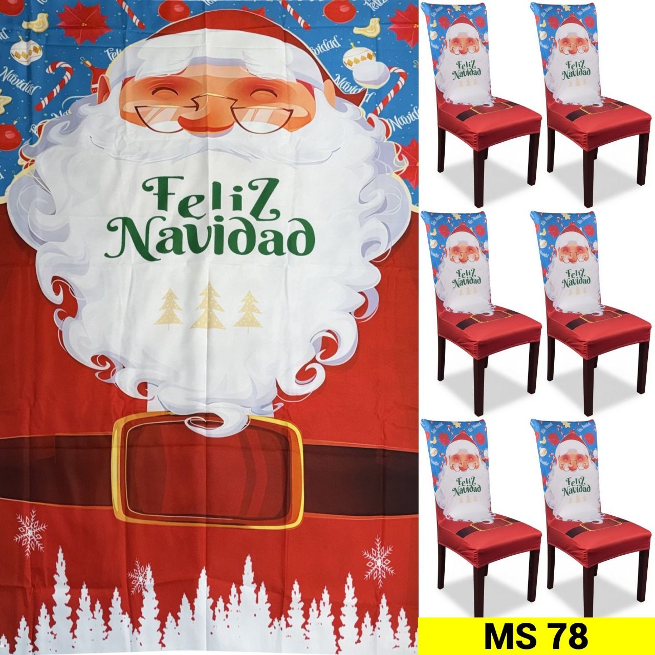 Set mantel + 6 fundas sillas NAVIDAD